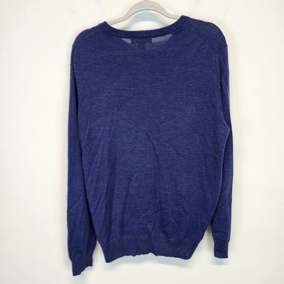 Ethan Pierce 100% Fine Merino Wool Sweater Size XL Blue Long Sleeve Preppy Dad - Picture 2 of 9
